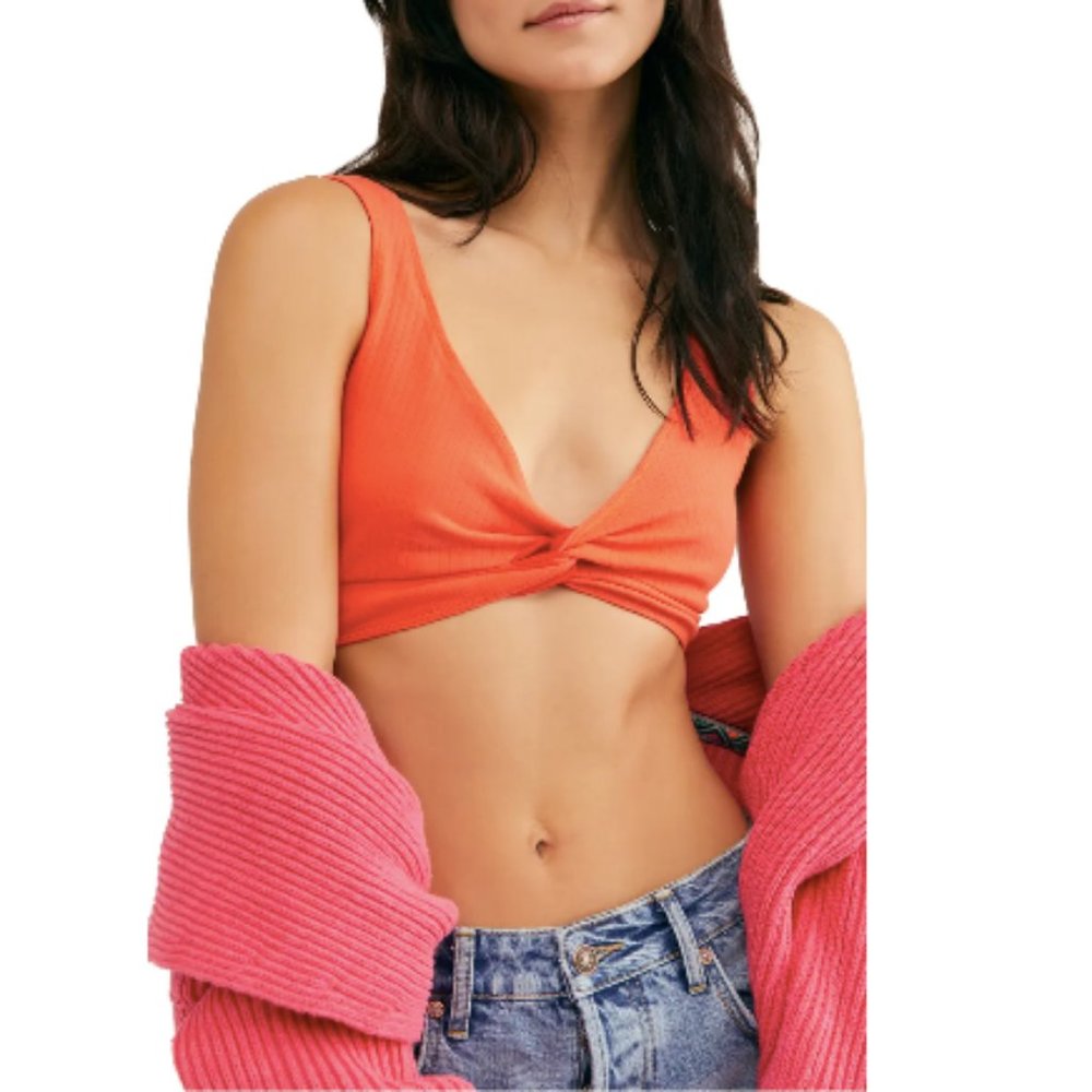 Free People Rubbed Tori Bralette Coral Size Small